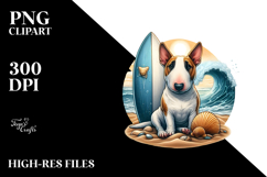 Bull Terrier Surf and Shell Clipart Product Image 2