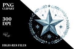 Watercolor Vintage Star Clipart Product Image 2