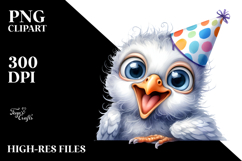 Watercolor Funny Baby Dove with Party Hat Product Image 2
