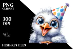 Watercolor Funny Baby Dove with Party Hat Product Image 2