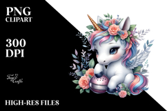 Colorful Baby Unicorn Puck PNG Product Image 2