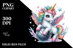 Colorful Unicorn with Puck PNG Product Image 2