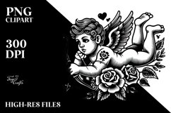 Simple Tattoo Style Cupid, PNG Product Image 2