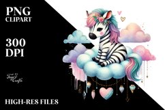 Cute Boho Zebra Sitting on Cloud PNG Product Image 2