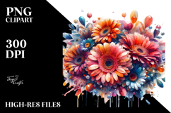 Colorful Gerbera Floral Frame PNG Product Image 2