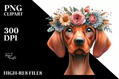 Watercolor Vizsla Big Eyes, Standing Up Human Like Wreath on Product Image 3