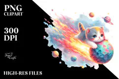 Colorful Pastel Watercolor Baby Cat Meteor Product Image 2