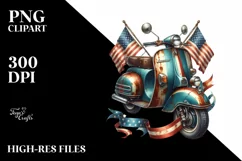 Vintage Scooter Watercolor Ribbons Clipart Product Image 1