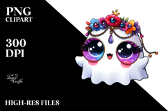 Cute Fashionable Ghost, Watercolor PNG Product Image 2
