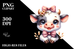 Funny Baby Cow with a Bow and Tie PNG Product Image 2