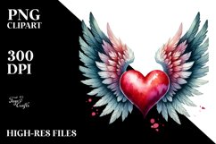 Heart with Wings Watercolor PNG Product Image 2