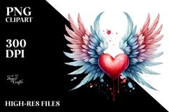 Heart with Wings Watercolor PNG Product Image 2