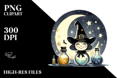 Retro Smiling Witch PNG Product Image 2
