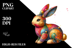 Colorful Bunny Wood PNG Product Image 2