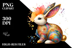 Colorful Bunny Wood PNG Product Image 2