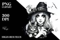 Washed Watercolor Gothic Witch | Tshirt|Tumbler|Mug|Clipart Product Image 3