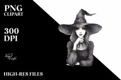 Washed Watercolor Gothic Witch | Tshirt|Tumbler|Mug|Clipart Product Image 1