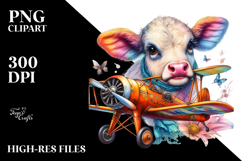 colorful Baby Cow with Biplane Product Image 2