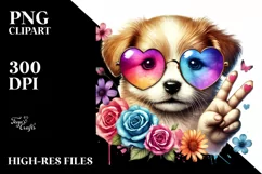 Puppy Winking Victory Sign PNG Product Image 2