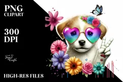 Puppy Winking Victory Sign PNG Product Image 2