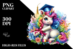 colorful Baby Unicorn with Diploma Product Image 2