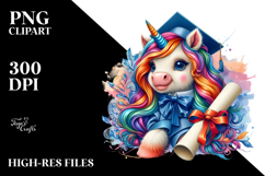 Colorful Baby Unicorn with Diploma, High-Res PNG Product Image 2