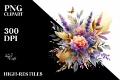Vibrant Bouquet with Lavender, GOLD FOIL Splash Product Image 1