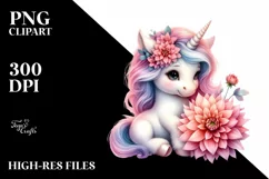 Pastel Unicorn Baby Dahlia | Sublimation | Clipart Product Image 3