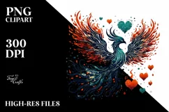 Retro Phoenix Bird of Fire and Ice PNG Product Image 2