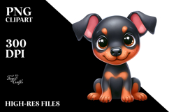 Cute Cartoon Doberman Pinscher PNG Product Image 2
