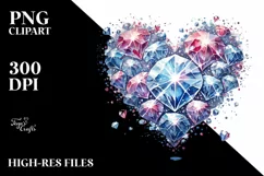 Watercolor Diamond Heart, Vintage PNG Product Image 2