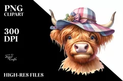 Highland Cow Watercolor | Sublimation Clipart Product Image 1