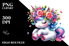 Cute Baby Unicorn Playing, PNG Product Image 2