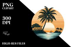 Vintage Tropical Tree Sunset, PNG Product Image 2