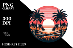 Vintage Tree Sunset Clipart Product Image 2