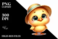 Funny Baby Chick with Sun Hat, PNG Product Image 2