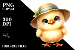 Funny Baby Chick with Sun Hat | Sublimation Clipart Product Image 2