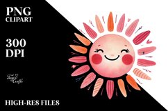 Pinkish Smiling Whimsical Sun PNG Product Image 2