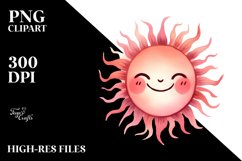 Pinkish Smiling Whimsical Sun PNG Product Image 2