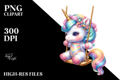 Colorful Baby Unicorn Swing Club PNG Product Image 2