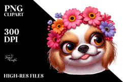 Cute Dog with Flower Crown PNG Product Image 2