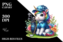 Colorful Baby Unicorn Golfer PNG Product Image 2