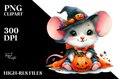 Cute Baby Mouse Dressed for Halloween PNG Product Image 2