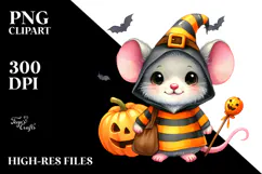 Cute Baby Mouse Dressed for Halloween PNG Product Image 2