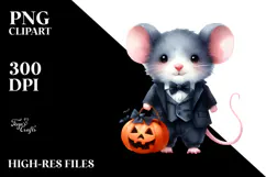 Cute Baby Mouse Dressed for Halloween PNG Product Image 2