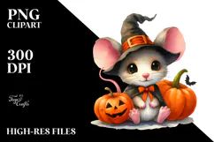 Cute Baby Mouse Dressed for Halloween PNG Product Image 2