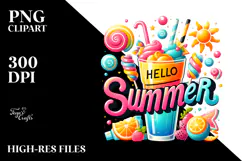 colorfull Frozen Drink with Hello Summer PNG Product Image 2