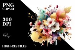 Colorful Bouquet with Cherry Blossom, GOLD FOIL Splash Product Image 3