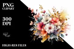 Colorful Bouquet with Cherry Blossom, GOLD FOIL Splash Product Image 3