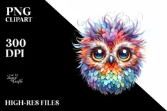 Colorful Baby Owl Sublimation Clipart Product Image 1